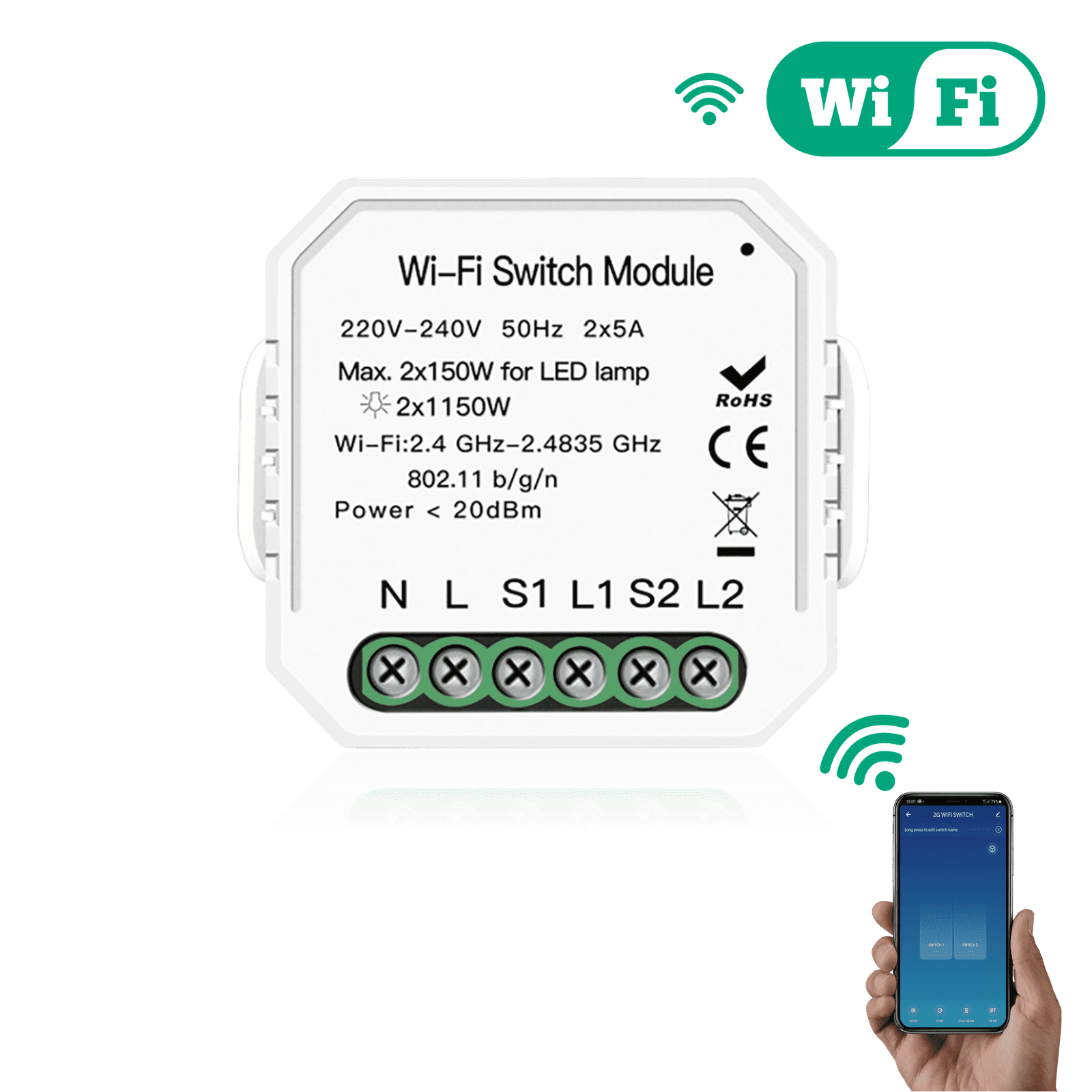 Swift Smart Switch Module 2Gang